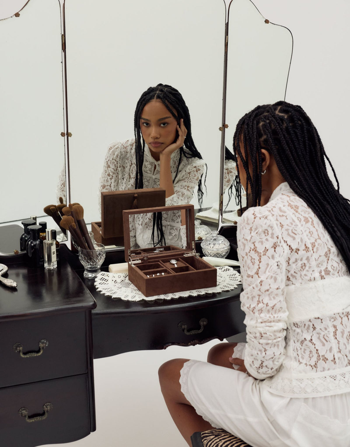 Margot Jewellery Box | Chocolate Suede