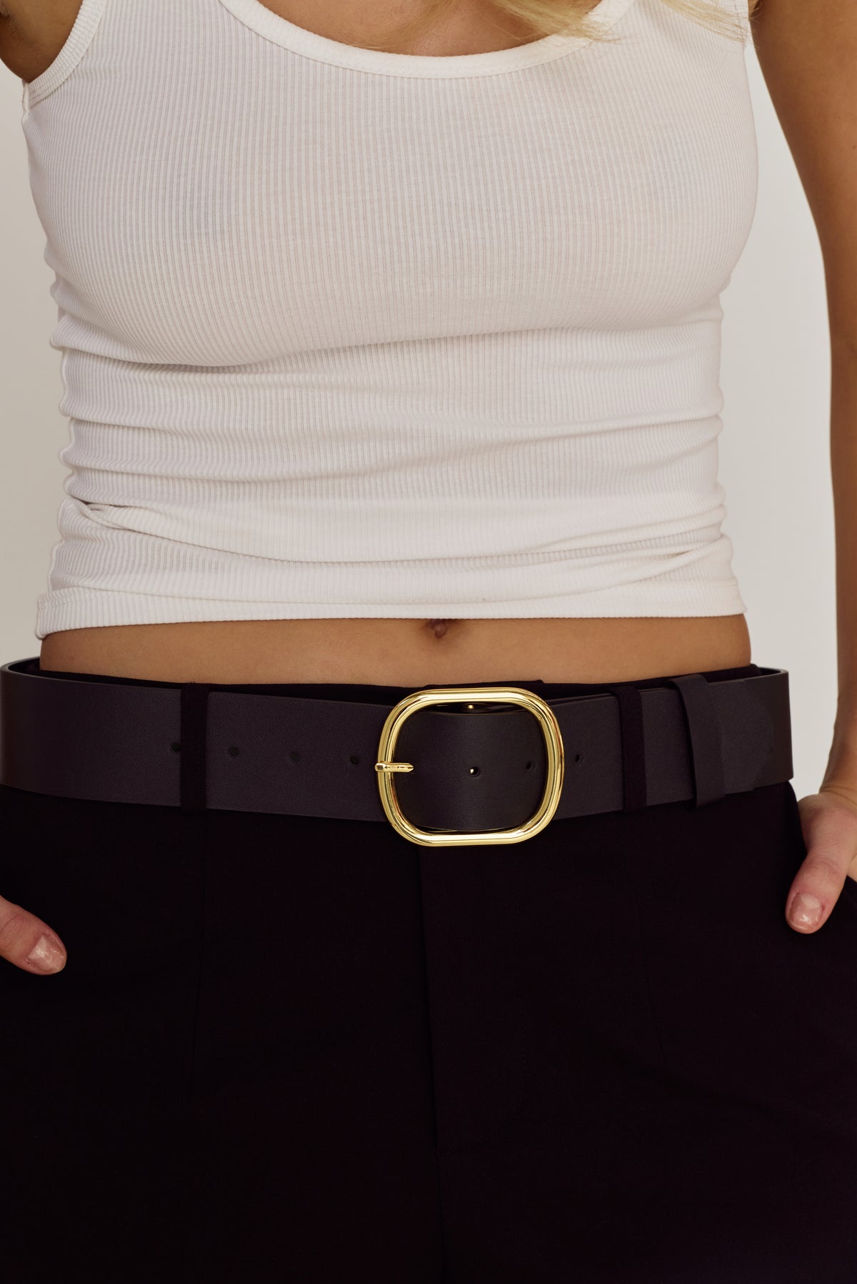 Blanca Belt | Black Leather | 18K