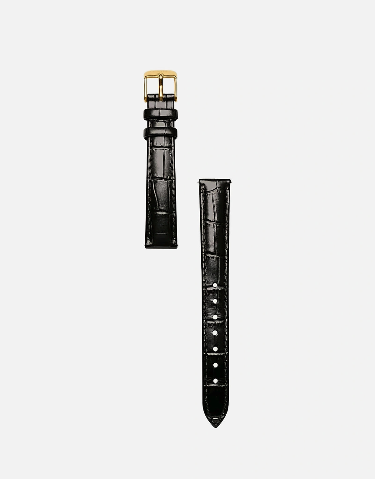 Classic | Black Croc Leather Watch Band | Gold