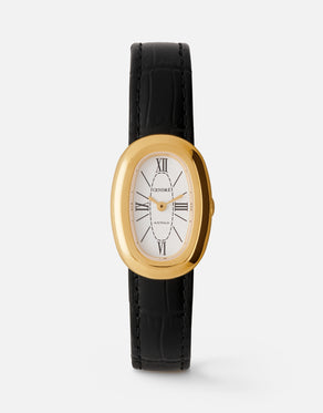 Bridgette Watch | White | Black Croc