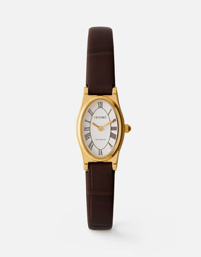 Emmeline Watch | White | Espresso Croc