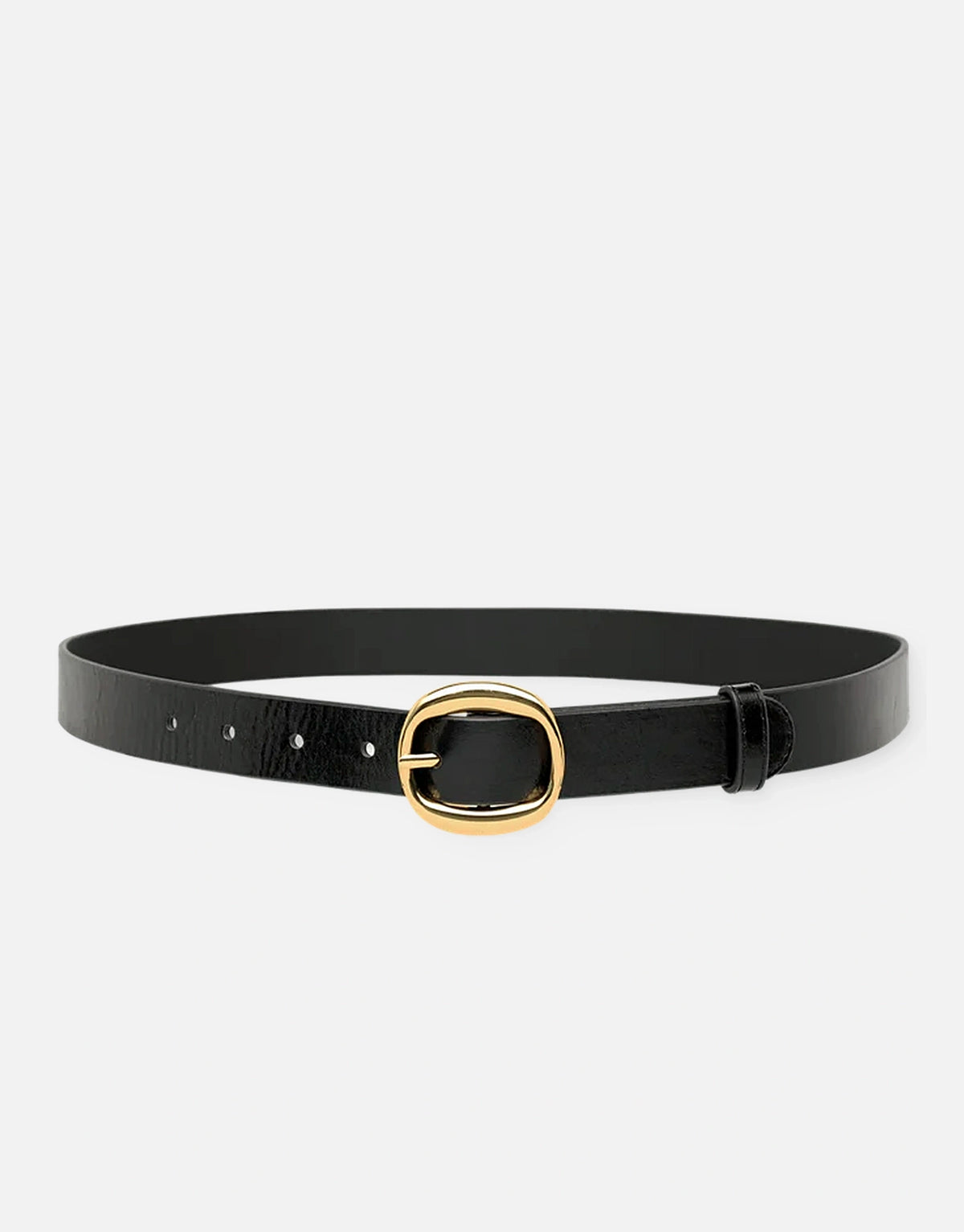 Bennet Belt | Black Crinkle Leather | 18K Gold