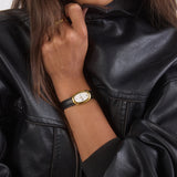 Classic | Black Smooth Leather Watch Band | Gold