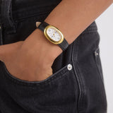 Classic | Black Croc Leather Watch Band | Gold