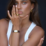 Classic | Espresso Croc Leather Watch Band | Gold