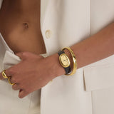 Classic | Black Croc Leather Watch Band | Gold