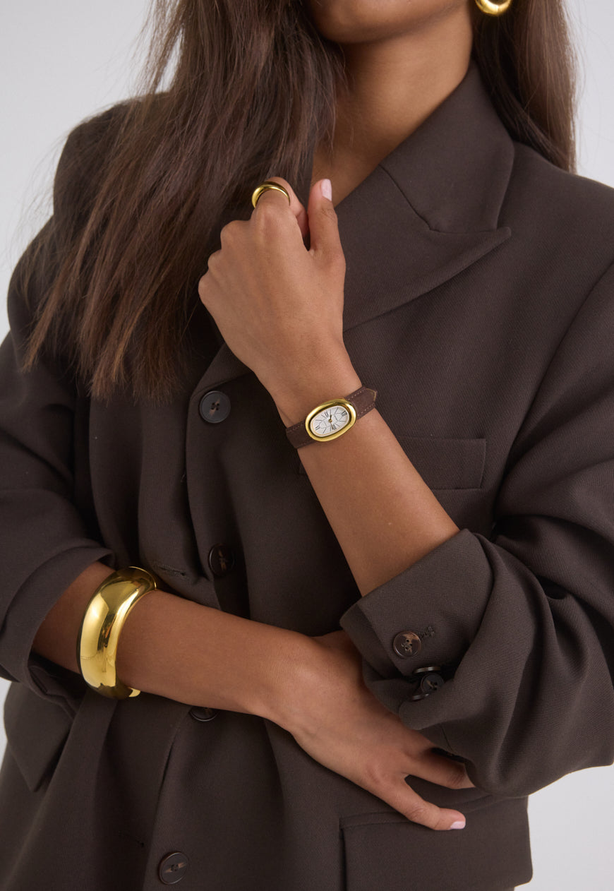 Classic | Chocolate Suede Watch Band | Gold