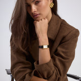 Classic | Black Croc Leather Watch Band | Gold