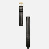 Classic | Black Smooth Leather Watch Band | Gold