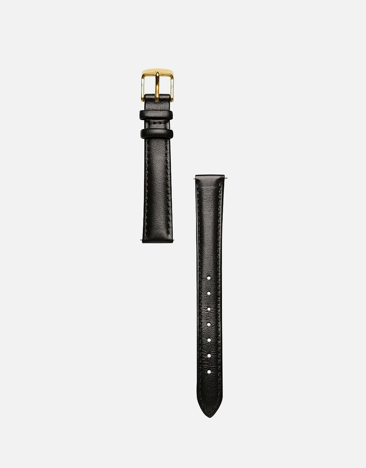 Classic | Black Smooth Leather Watch Band | Gold