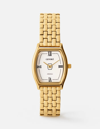 CENDRE 18kゴールドプレート スクエア 腕時計 London Watch | White | 18K Gold | CENDRÉ