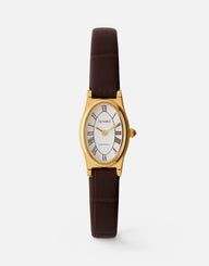 Emmeline Watch | White | Espresso Croc