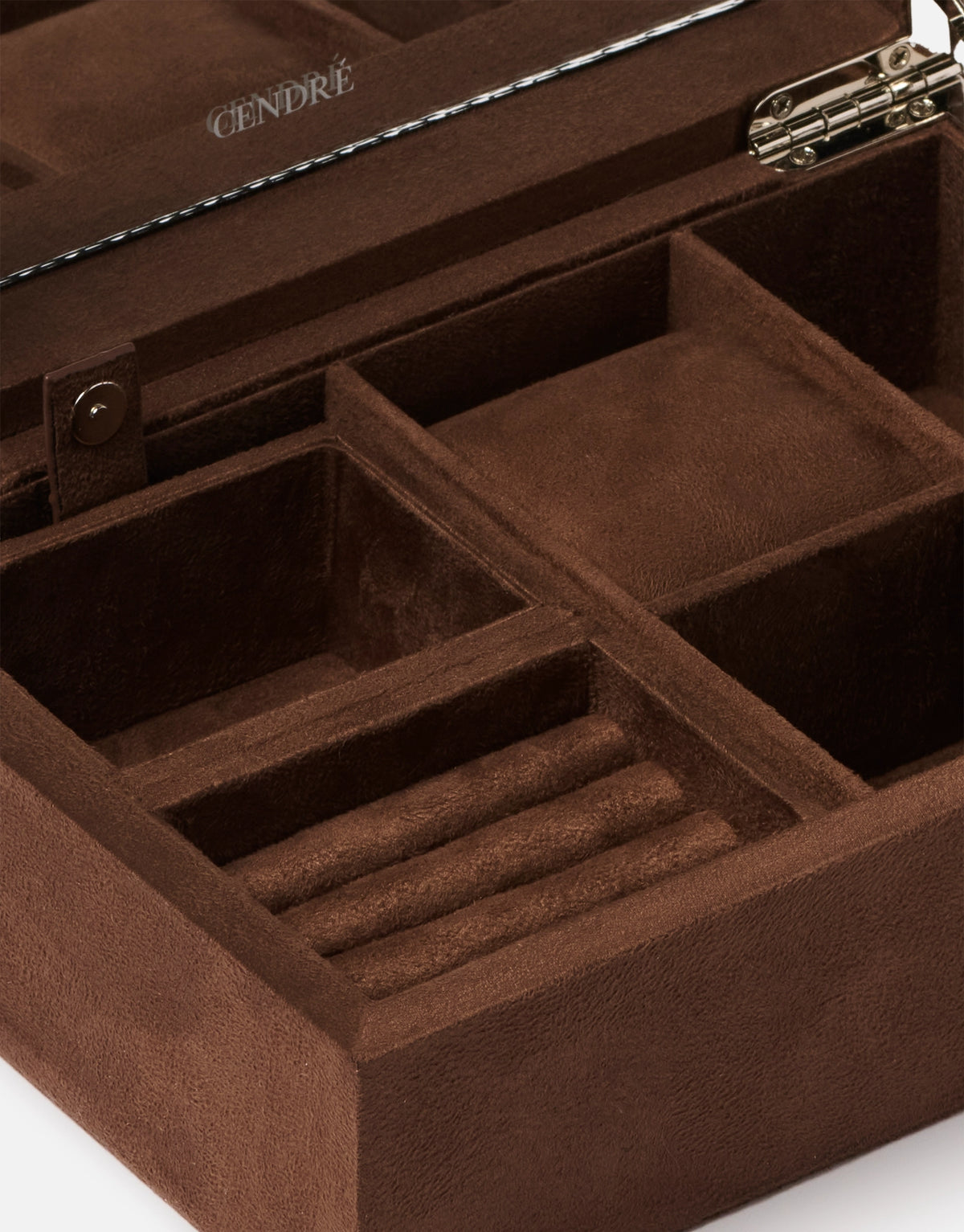 Margot Jewellery Box | Chocolate Suede