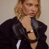 Classic | Black Python Leather Watch Band | Gold